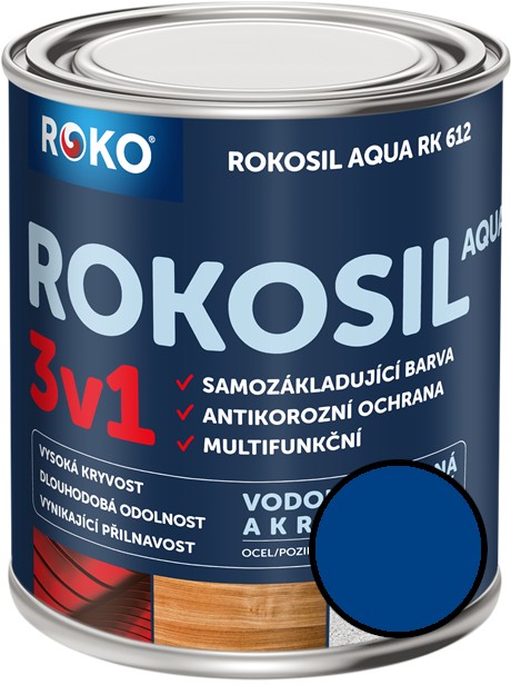 Barva samozákladující Rokosil Aqua 3v1 RK 612 stř. modrá