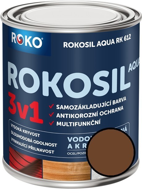 Barva samozákladující Rokosil Aqua 3v1 RK 612 hnědá