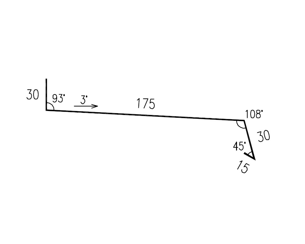 Ohýbaný lakovaný parapet RS250S-30 PU50 MM020 0