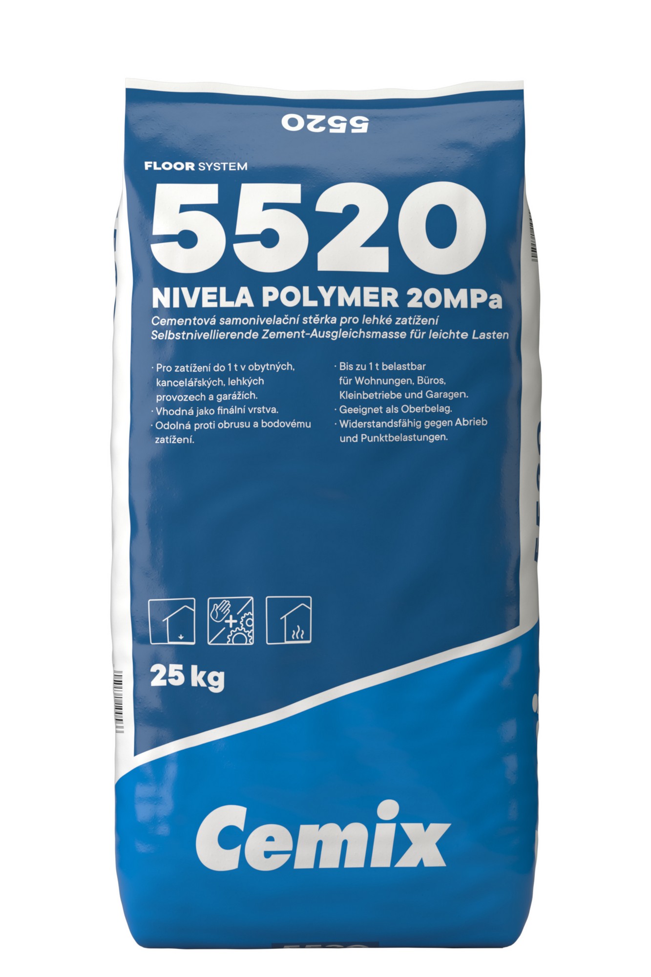 Stěrka samonivelační 20 MPa Cemix 5520 Nivela Polymer 25 kg Cemix