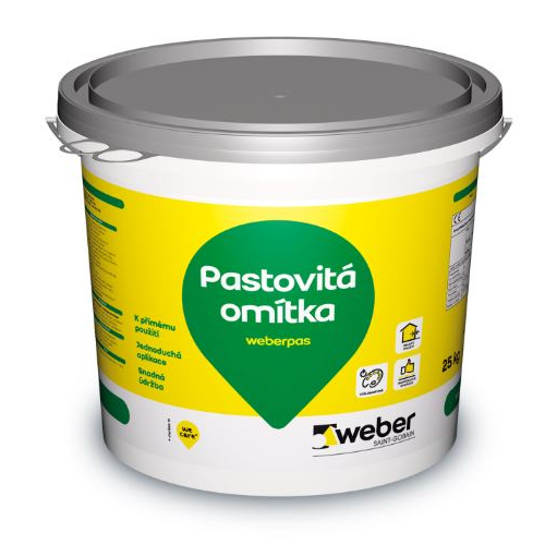 Omítka pastovitá weberpas silikon rýhovaná 2 mm MO1E 25 kg Weber