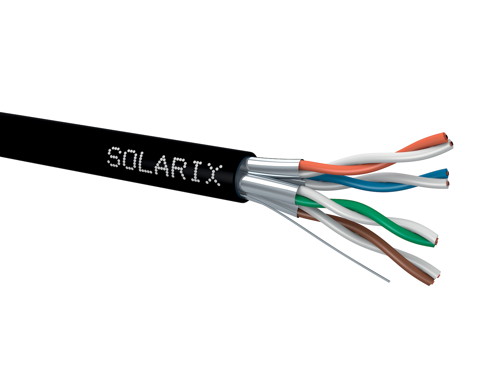 Kabel instalační Solarix CAT6a STP stíněný PE 500 m Solarix