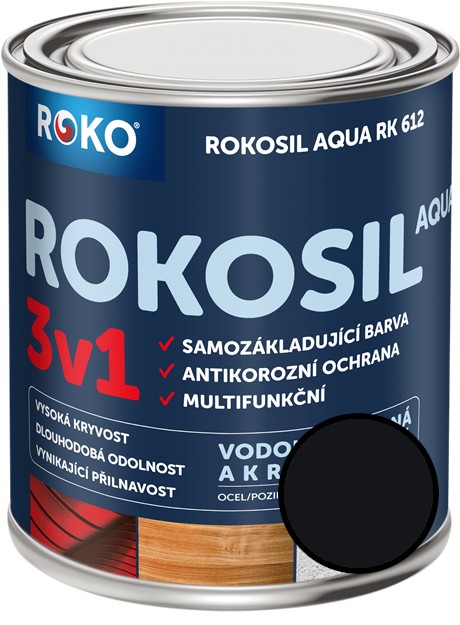 Barva samozákladující Rokosil Aqua 3v1 RK 612 1999 černá